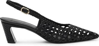Stuart Weitzman Stassi Woven Slingback 50 - Dames - Pumps - Zwart - 40 EU - Leer - Schoenen