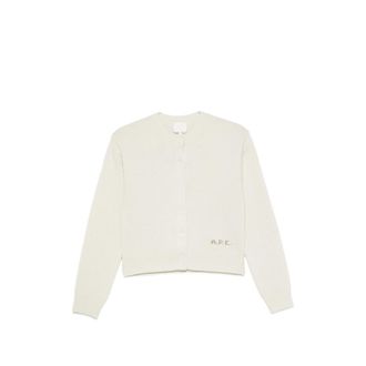 A.P.C. A. p.c. Logo-embroidered Ribbed-trim Cardigan