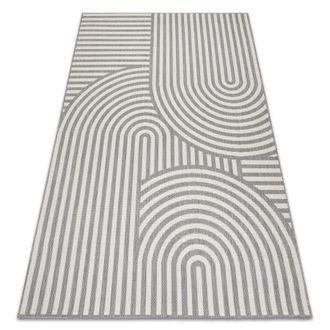 RugsX Rugsx - Alfombra Sisal Flat 49376637 C&iacute;rculos Rayas Gris/crema Grey 140x200 Cm