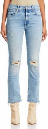Mother Womens The Insider Flood Fray Distressed Jeans In Peak A Boo