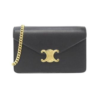Celine Tweedehands leren portemonnees - Dames - Pre-owned - Zwart - Maat: ONE Size Leer