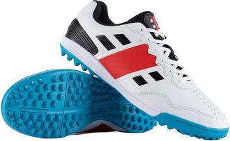 Generic Velocity 3.5 Narrow Rubber Adult Cricket Shoes - White/Aqua - new for 2023 (9.5 UK)