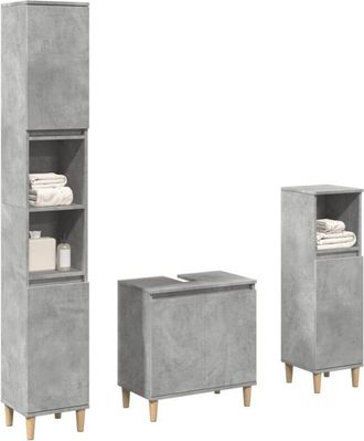 vidaXL Set Muebles De Ba&ntilde;o 2 Piezas Madera Contrachapada Gris Hormig&oacute;n Vidaxl