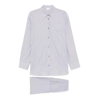 Andamane Wendela Set - Oversized overhemd + lange broek - Dames - Nachtkleding & Lounge - Blauw - Maat: S Katoen