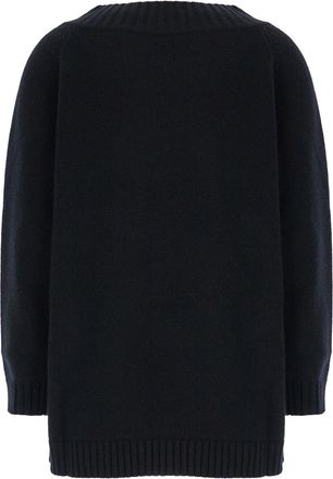 Max Mara Womens Black Sweater With Boat Neckline Wool Tops Top