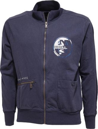 North Sails Blauwe volledige rits katoenen sweatshirt - Heren - Vesten met rits - Blauw - S - Katoen - Hoodies & sweatvesten