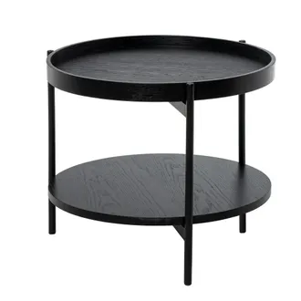 Koketto Home Mesa de caf&eacute; de madera con doble tablero y patas negras negro