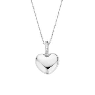 Ti Sento Womens Puff Heart Necklace In Silver