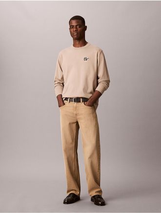 Calvin Klein Jeans Calvin Klein Mens Interlock Script Logo Long Sleeve Tee - Brown - 2XL