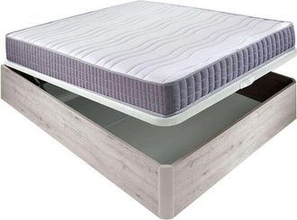 Colchones Aznar Colch&oacute;n Visco Line 19 Cm Firmeza Alta Suavidad Y Econ&oacute;mico + Canap&eacute; Abatible Madera 3d Transpirable Altura 34 Cm 135x190 Cm - Nordico
