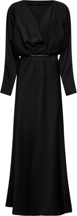 Max Mara Womens Black Lightweight Satin Long Dress Triacetate