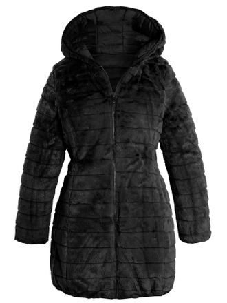 SS7 Womens Faux Fur Coat Reversible Jacket Black