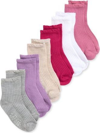 Capelli Kids Ruffle Edge Assorted 6-Pack Rib Crew Socks in Pink Multi Combo at Nordstrom, Size 2-4 T