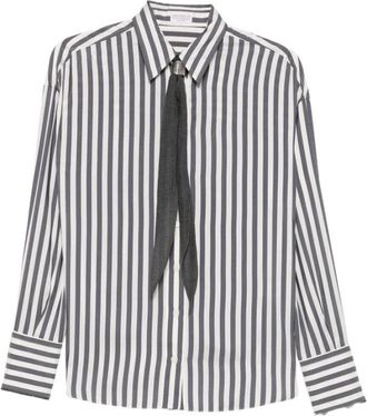 Brunello Cucinelli Camisa Mg 702M2X06 - Blouses & Shirts - Mujer - Gris - M