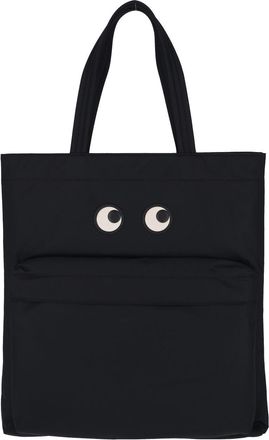 Anya Hindmarch Black Eyes Nylon Zip Tote Bag