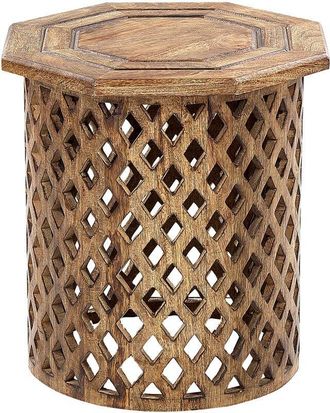 Beliani Beliani - Traditional Side Table Round 42 x 42 cm Living Room Mango Dark Wood Khanpur