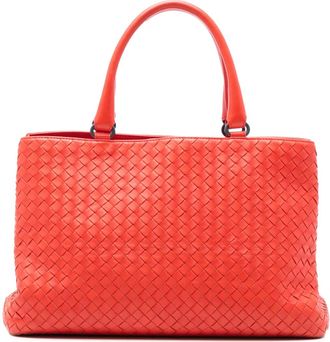 Bottega Veneta Borsa tote Milano in nappa con motivo Intrecciato 2012-2025 - Rosso
