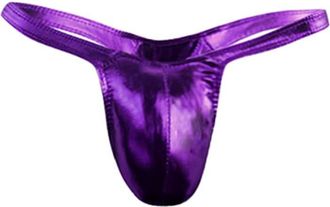 Generic Mens Shiny Thong Underwear, Liquid Metallic Low Rise T-Back Thong, Sexy Bulge Pouch G String Thong Jockstrap, Sparkly Mens Under Panties for Clubwear,