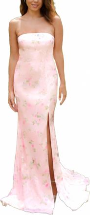 Faviana Sequin Strapless Floral Gown In Light Pink