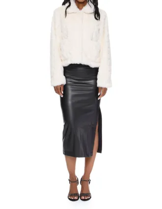 Ciebon Irini Cable Fur Jacket In Ivory