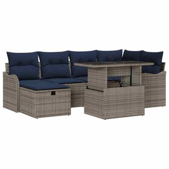 vidaXL Set Divano Da Giardino 7 Pz Grigio Polyrattan Vidaxl