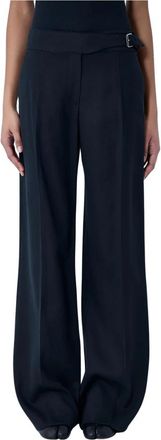 Sportmax Tailored broek met wijde pijpen - Dames - Wijde Broeken - Zwart - 2XS - Katoen - Broeken