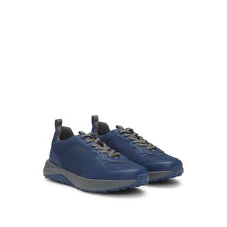 HUGO BOSS Mixed-material trainers with logo-tape trim
