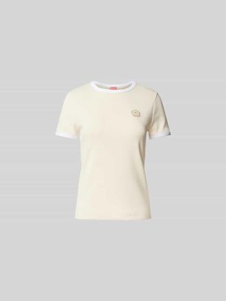 Kenzo T-Shirt mit Label-Detail in Ecru, Gr&ouml;&szlig;e S
