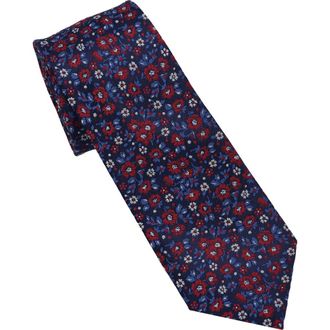 Ben Sherman Floral Jacquard Slim Tie in Navy/Red at Nordstrom Rack