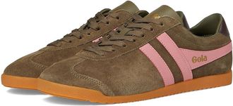 Gola Bullet Suede Womens Shoes Khaki/Coral Pink/Dark Brown : 8.5 B - Medium