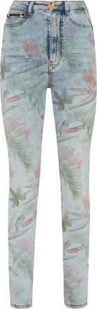 Philipp Plein Super High Waist Jegging Flowers - Dames - Skinny Jeans - Blauw - W28 - Katoen - Jeans