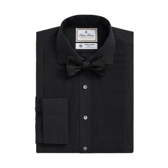 Brooks Brothers Tuxedo Shirt - Heren - Zakelijke Overhemden - Zwart - M - Katoen - Overhemden