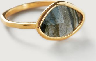 Monica Vinader Gold Petal Ring Labradorite