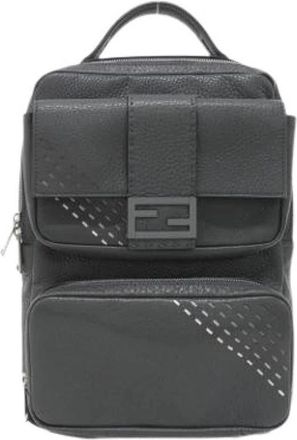Fendi Pre-owned Selleria Rugzak - unisex - Vintage Rugzakken - Grijs - ONE Size - Leer - Vintage