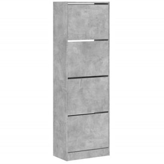vidaXL Scarpiera 4 Cassetti Ribaltabili Grigio Cemento 60x34x187,5 cm - Vidaxl
