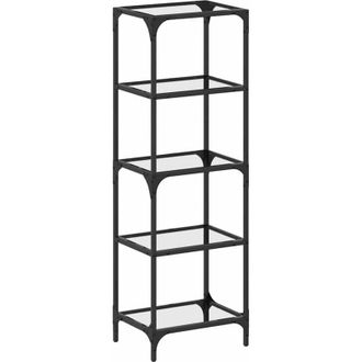 vidaXL Scaffale con Piano in Vetro Nero 40x30x123cm in Acciaio - Vidaxl