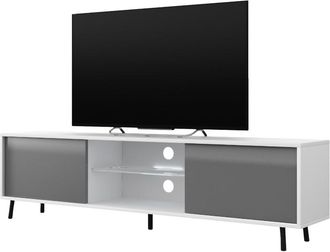 Selsey Selsey Lefyr - Mueble Tv - Blanco Mate / Gris Brillo - 140 Cm - Iluminaci&oacute;n Led A Pilas - Moderno