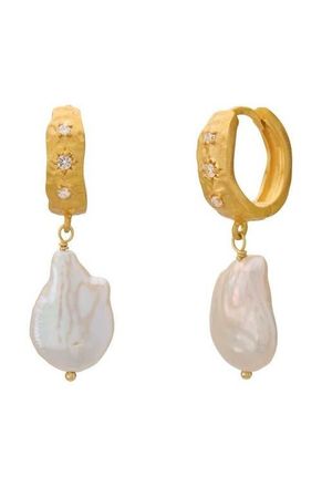 Murkani Cosmic Love Medium Earring With Pearl in Yellow Gold at Nordstrom