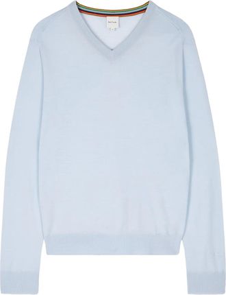 Paul Smith Trui met V-hals van merinowol - Blauw