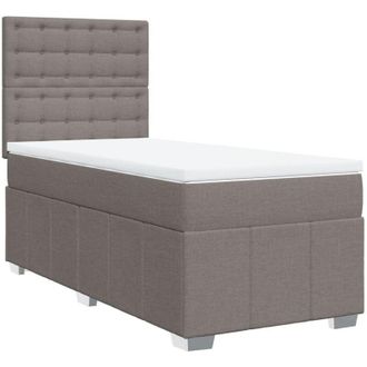 vidaXL Vidaxl - Cama Box Spring Con Colch&oacute;n Tela Gris Taupe 100x200 Cm