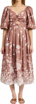 En Saison Monet Midi Dress In Ginger/off White