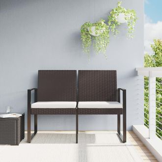 vidaXL Vidaxl - Banco De Jard&iacute;n 2 Plazas Con Cojines Pp Aspecto De Rat&aacute;n Marr&oacute;n