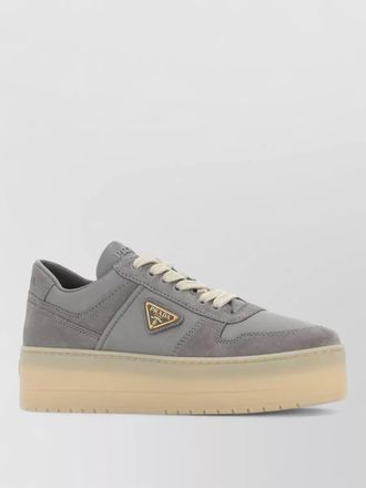 Prada downtown bold fabric suede low sneakers