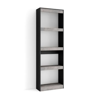 Skraut Home Skraut Home - Librer&iacute;a Estanter&iacute;a, Estanteria Libros De Pared, 60x186x25cm, Sal&oacute;n - Comedor - Oficina, Con Almacenaje, Estilo Moderno, Gris Cemento