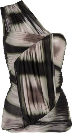 Rick Owens ombr&eacute;-effect asymmetric draped top - women - Elastane/Cupro - 40 - Black