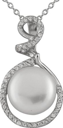 Splendid Pearls Silver 11mm Pearl CZ Pendant