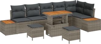 vidaXL Garden Sofa Set with Cushion 9 pcs Grey Poly rattan Vidaxl