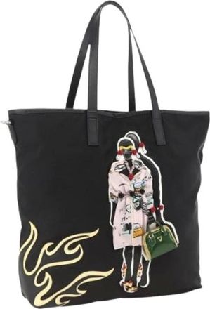 Prada Pre-owned Tote Bags, female, Black, Size: ONE SIZE Pre-owned Vintage Nylon Tote Bag