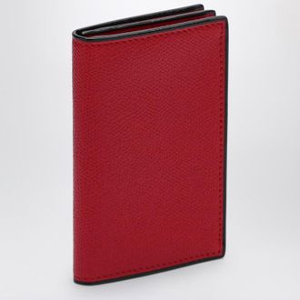 Valextra Wave-line cardholder in red leather