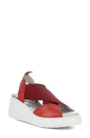 FLY London Daif Platform Wedge Sandal in 001 Devil Red at Nordstrom Rack, Size 6-6.5Us / 37Eu